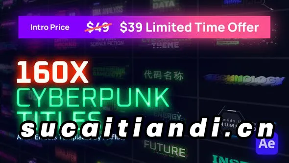 [AE脚本]：赛博朋克视觉特效包：未来主义发光标题与动态元素