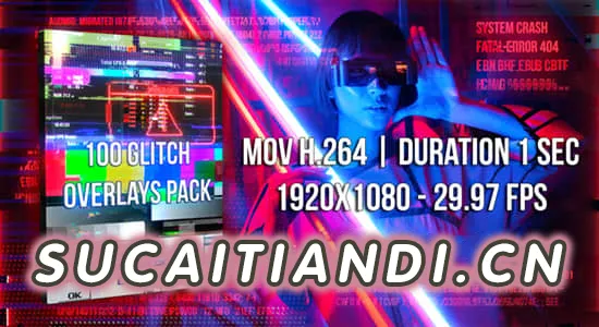 【合成素材】100组故障干扰特效素材包 | 毛刺/像素损坏/信号干扰叠加视频合集